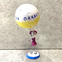 オアハカ カラベラ がいこつ 陶製人形  [マルモタ  ピンク Viva Oaxaca  17cm]  
																													