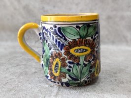 トラスカラ タラベラ 陶器 マグカップ  [イエロー ひまわり]  
																													