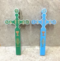 チアパス チャムラ 十字架 ウッドクロス インテリア［Mサイズ グリーン/ブルー］
																													
