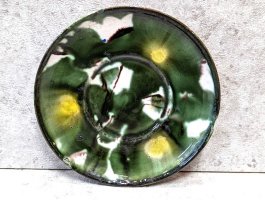オアハカ 陶器 ドリップウェア [緑三彩 小皿 ソーサー 15cm] ビンテージ
																													