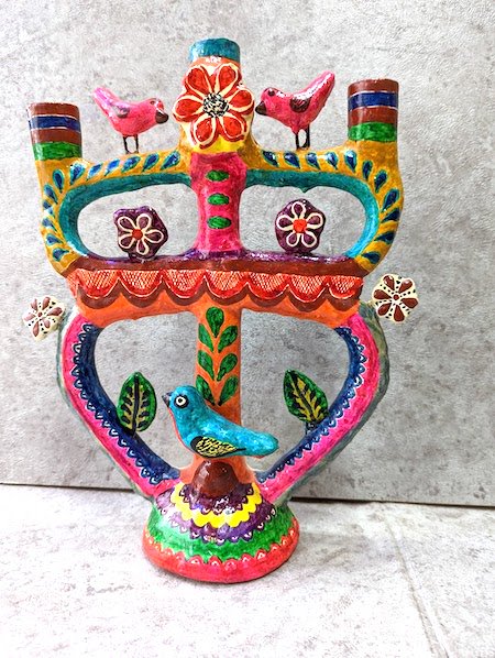 ヴィンテージ メキシコ 生命の樹 ツリーオブライフ 燭台 フォークアート-