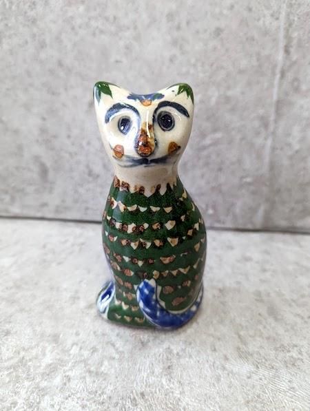 メキシコ 】 工芸品 トナラ焼 大型猫のオブジェ 陶器製 ねこ置物