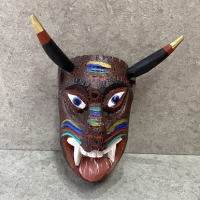 ウッドマスク 木製の仮面 民芸品 [ ディアブロ 悪魔 ボルドー]  ミチョアカン
																													