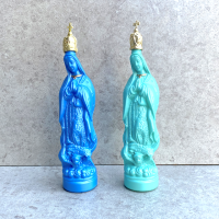 グアダルーペ マリア 人形 聖水ボトル  [ ブルー系＆ホワイト パール ]Mサイズ
																													