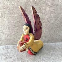 ウッドカービング 木彫り人形 オアハカ [ 読書する天使 座り姿 ] ビンテージ
																													
