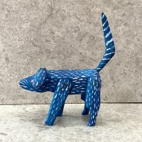 オアハカ ウッドカービング 木彫人形 サンチアゴ  [垂れ耳の犬 ブルー 19cm] 
																													