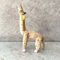 オアハカ ウッドカービング 木彫人形 サンチアゴ  [キリン 褪せパープル 15cm] 