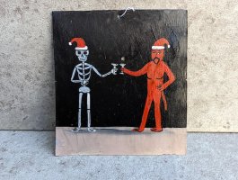 レタブロ エクスボト ブリキ絵 [クリスマス がいこつと悪魔の乾杯] ボノラ
																													