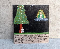 レタブロ エクスボト ブリキ絵 [クリスマス ツリーの下の男] ボノラ
																													