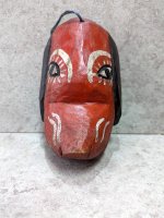 ウッドマスク 木製の仮面 グアテマラ  [赤いイヌ]  ビンテージ
																													