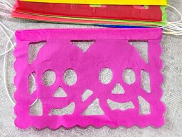 パペルピカド 死者の日 カラベラ 切り絵の旗 [ビビッド カラー]ミニサイズ ガーランド
																													