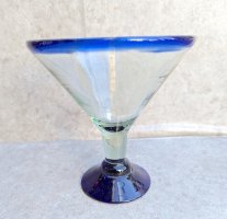 メキシカングラス 吹きガラス   [カクテルグラス  ビッグサイズ]  ブルー
																													