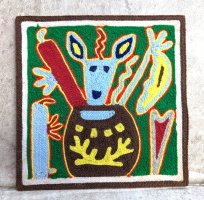 ウィチョール ニエリカ 羊毛絵  [シカと儀式 20cm] ビンテージ
																													