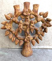 トナラ 陶芸品  ツリーオブライフ 生命の木  [アダムとイヴ  サンドブラウン 35cm]  