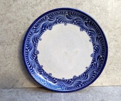 トナラ 陶芸品 陶器 丸皿 ラウンドプレート  [El Palomar ブルーリーフ 26cm]  
																													