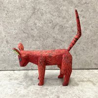 オアハカ ウッドカービング 木彫人形 サンチアゴ  [ネズミ レッド 20cm] 
																													