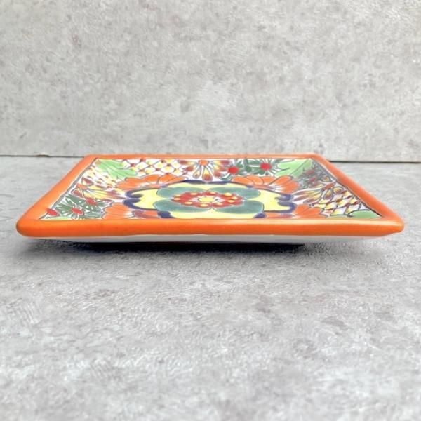 メキシコプエブラタラベラ焼ビンテージ陶器伝統工芸鳥バード八角大皿プレート34cm メキシコプエブラタラベラ焼ビンテージ陶器伝統工芸鳥バード八角