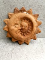 陶芸品 インテリア 壁掛けオーナメント [素焼き 月と太陽] USED
																													