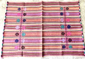 サラペ オアハカンラグ タペテ オトミ刺繍 ファブリック- - メキシコ 