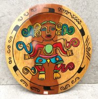 パナマ 絵画 ウッドプレート インテリア[円皿 インディオ ] ビンテージ
																													