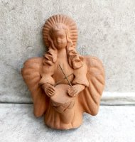 メテペック 陶芸品 壁飾り[太鼓の天使]  ビンテージ
																													