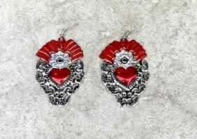 vintageメキシカンジュエリー ハートピアス メキシコ オニキス