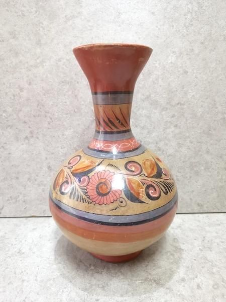 未使用美品　メキシコ　トナラ焼　陶器製　鳥と植物　ボトル　花器 未使用美品 メキシコ トナラ焼 陶器製 鳥と植物 ボトル 花器 2025年
