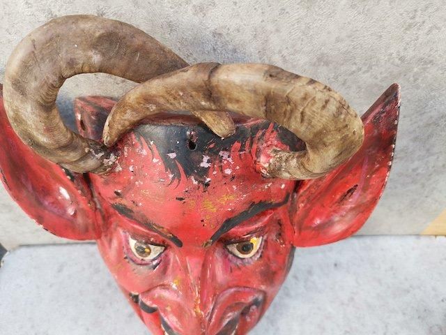 メキシコ 木彫りのマスク　木彫 彫刻 仮面 アート 芸美術 古道具 アンティーク メキシコ民芸品 木彫りお面 仮面 壁掛け マスク - メルカリ
