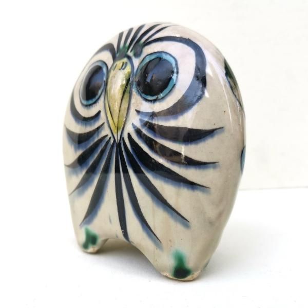 フクロウ　女性　陶器オブジェ　陶人形 フクロウ女性陶器オブジェ陶人形