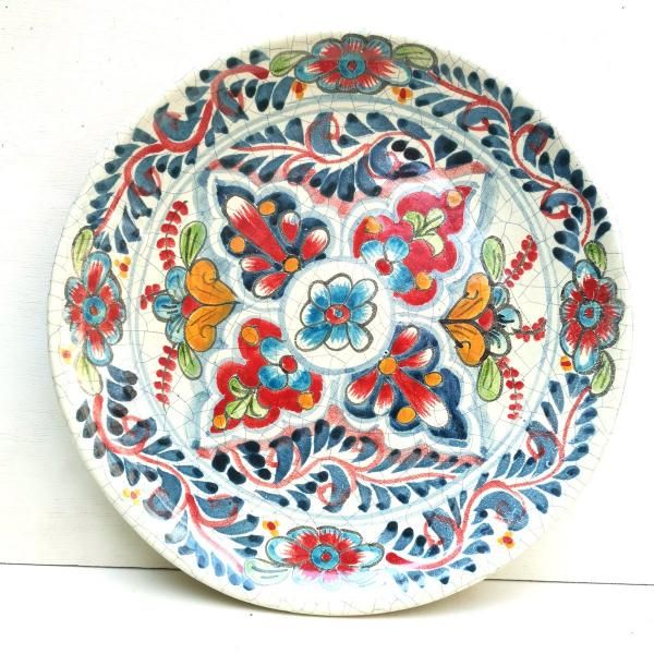 素敵でユニークな マジョリカ焼き メキシコ雑貨と - 30cm ラウンドプレート | 陶器 お椀・ボウル・鉢