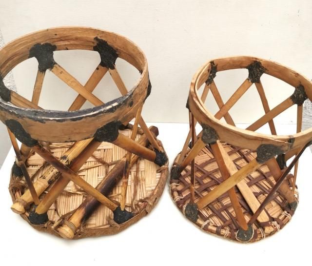 ウィチョール 鹿革椅子 | 小型スツール2pセット - メキシコ雑貨