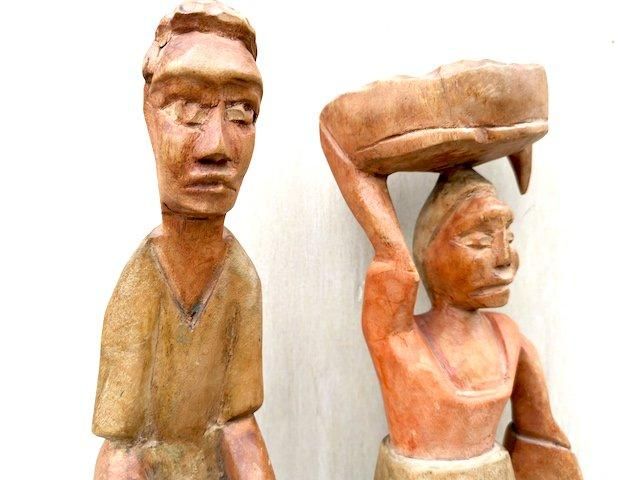 フォークアート アフリカ 置物 オブジェ 民族 木彫 ヴィンテージ