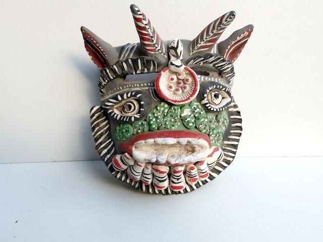 コレクター収集品　メキシコ　トトナカ文化　マスク　（A） ミチョアカン オクミチョ 土仮面 | ディアブロマスク - メキシコ雑貨と