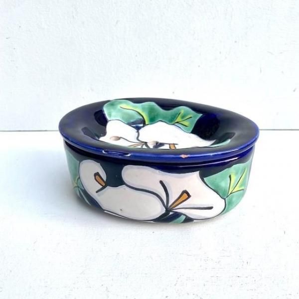 メキシコプエブラタラベラ焼ビンテージ陶器伝統工芸バード鳥蓋付きチューリンポット メキシコプエブラタラベラ焼ビンテージ陶器伝統工芸バード鳥蓋
