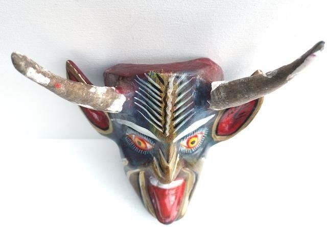 呪物　グアテマラ　メキシコ　魔除け　ウッドマスク　プリミティブアート　お面 呪物グアテマラメキシコ魔除けウッドマスクプリミティブアートお面