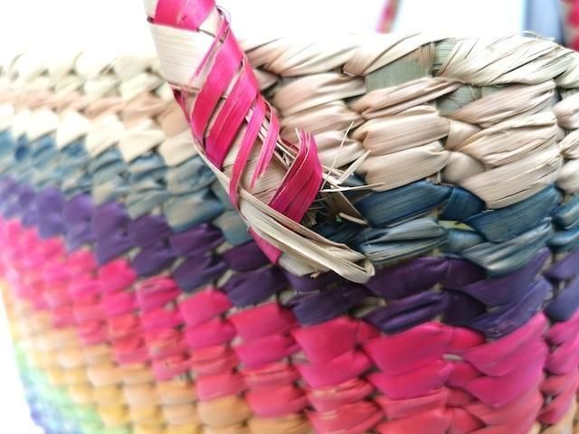 メキシコパルマバスケット|スクエア持ち手付き - メキシコ雑貨と