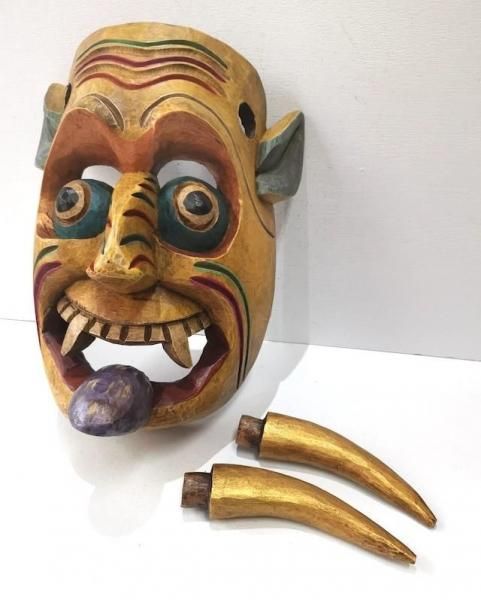 呪物　グアテマラ　メキシコ　魔除け　ウッドマスク　プリミティブアート　お面 呪物 グアテマラ メキシコ 魔除け ウッドマスク プリミティブ