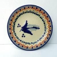 メキシコプエブラタラベラ焼ビンテージ陶器伝統工芸鳥バード八角大皿プレート34cm メキシコプエブラタラベラ焼ビンテージ陶器伝統工芸鳥バード八角
