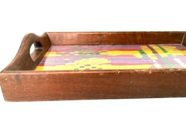 グアテマラ 刺繍 | ビンテージ木製トレイ - メキシコ雑貨とメキシコの