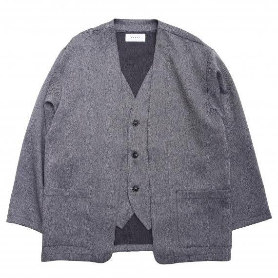 MELANGE VEST-JACKET / BLUE-GRAY - クオルト オフィシャルオンラインショップ -quolt Official  Online Shop-