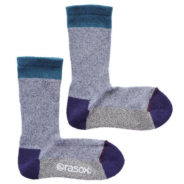 RASOX☆ラソックスL字型靴下Mサイズ24～26㎝：フェアアイル・クルー／中厚 パイル靴下 - 足にやさしい靴下、L字型靴下rasox “ラソックス