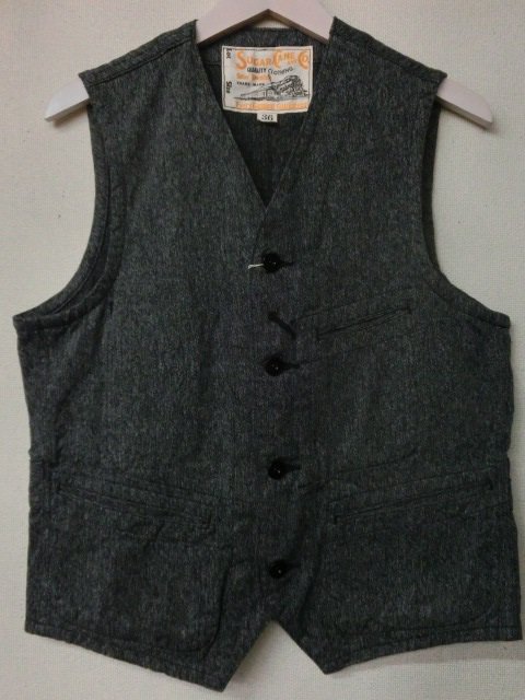 シュガーケーン 9oz.COTTON COVERT WORK VEST SC12795-119 ブラック