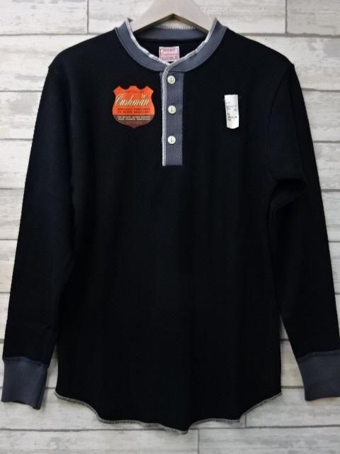クッシュマン OLD WAFFLE 2TONE HENLEY TEE 26057 ブラック クッシュマン OLD WAFFLE 2TONE HENLEY TEE 26057 ブラック