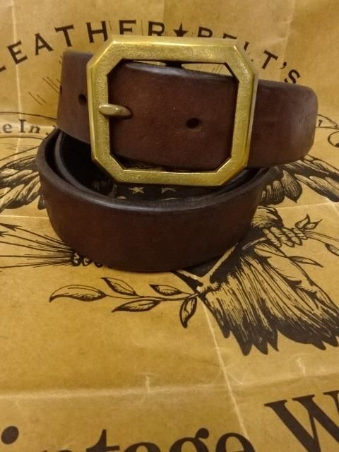 Vintage Works Leather Belt 8角形 真鍮バックル DH5684 BRONZE(Brown