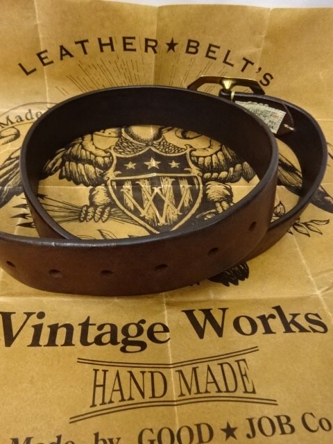 Vintage Works Leather Belt 8角形 真鍮バックル DH5684 BRONZE(Brown 
