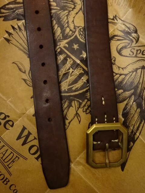 Vintage Works Leather Belt 8角形 真鍮バックル DH5684 BRONZE(Brown