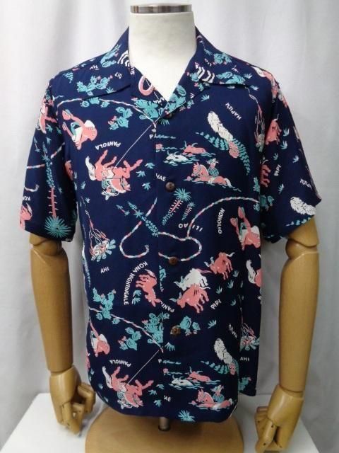 ALTA WORKERS70svintageToriRichardハワイ製 サンサーフ RAYON HAWAIIAN SHIRT “PANIOLA TOWN” SS39420-128