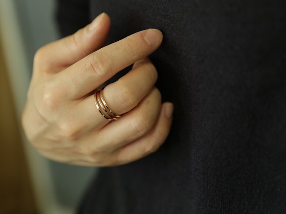 _ DAN TOMIMATSU / Triple Band Ring / K10 pink gold