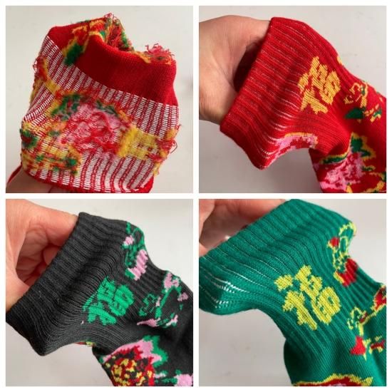 china retro*花柄福靴下(3色) - birkahve