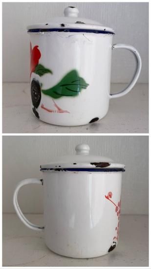 ぶたのはな　マグラー china vintage*ホーローマグ(蓋付き・花) - birkahve